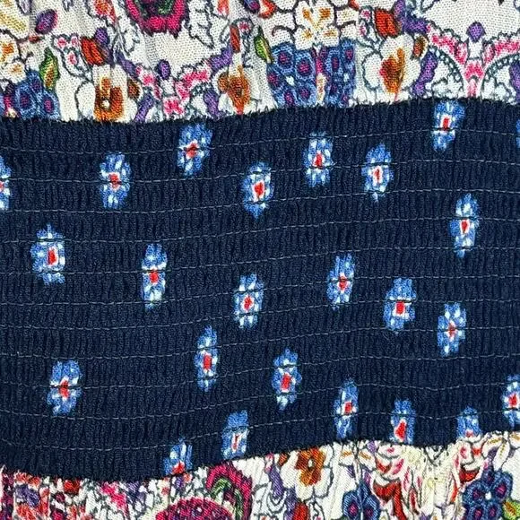 Bila Women Midi Dress Floral Multicolor Boho Rayon Beach Size M Asymmetric Hem - Picture 6 of 12